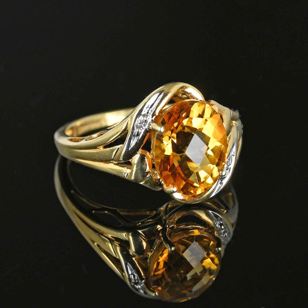 Vintage Checkerboard Cut Diamond Citrine Ring - Boylerpf