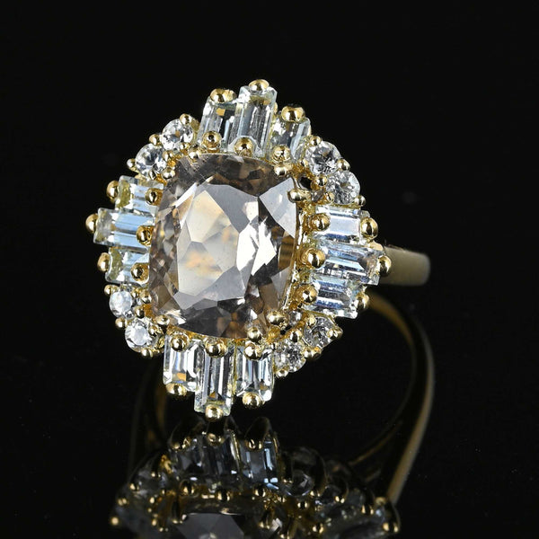 Aquamarine Baguette Morganite Ballerina Ring - Boylerpf