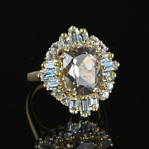 Aquamarine Baguette Morganite Ballerina Ring - Boylerpf