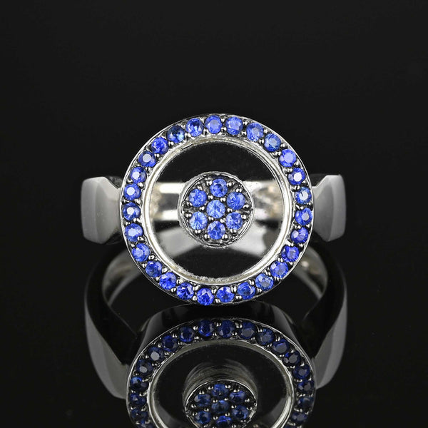 Elegant Crystal Sapphire Target Ring 14K White Gold - Boylerpf