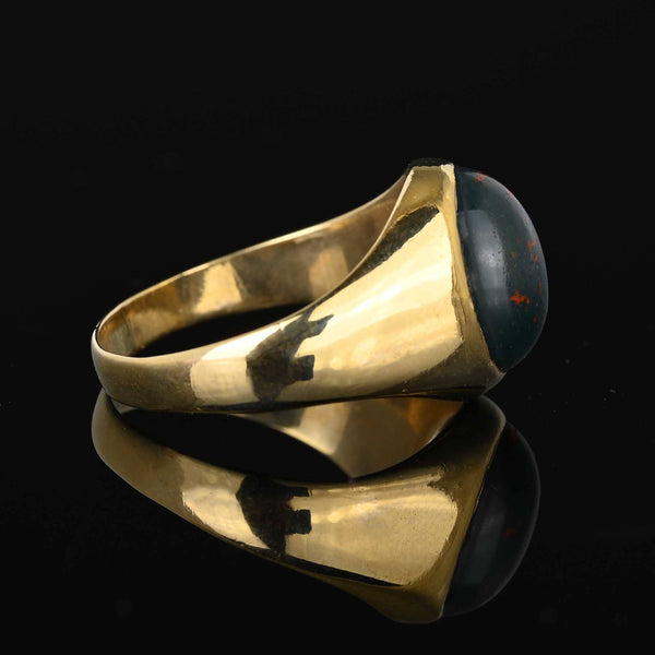 Vintage Cabochon Bloodstone Signet Ring 10K Gold - Boylerpf