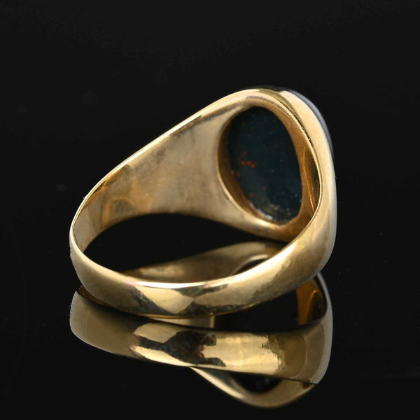 Vintage Cabochon Bloodstone Signet Ring 10K Gold - Boylerpf