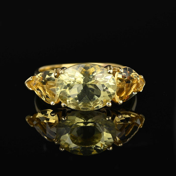 Vintage 14K Gold Heart Lemon Citrine Ring - Boylerpf
