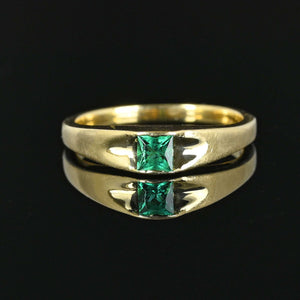 Vintage 14K Gold Princess Cut Emerald Ring - Boylerpf