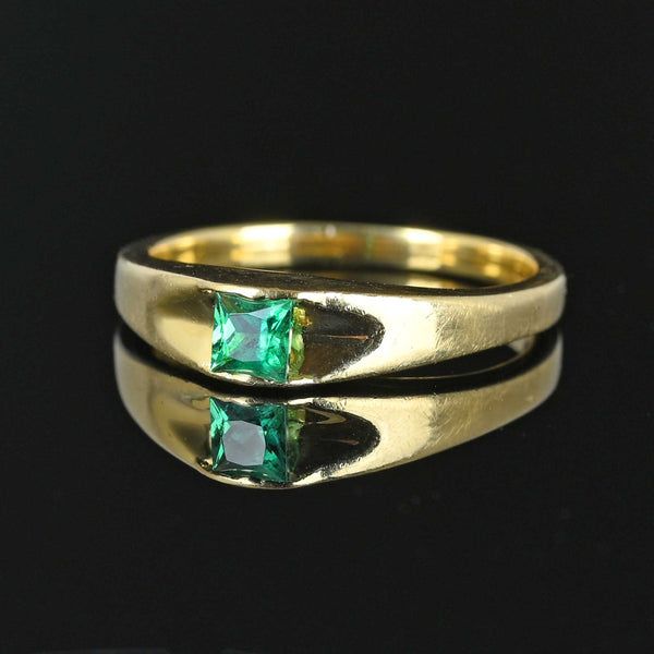 Vintage 14K Gold Princess Cut Emerald Ring - Boylerpf