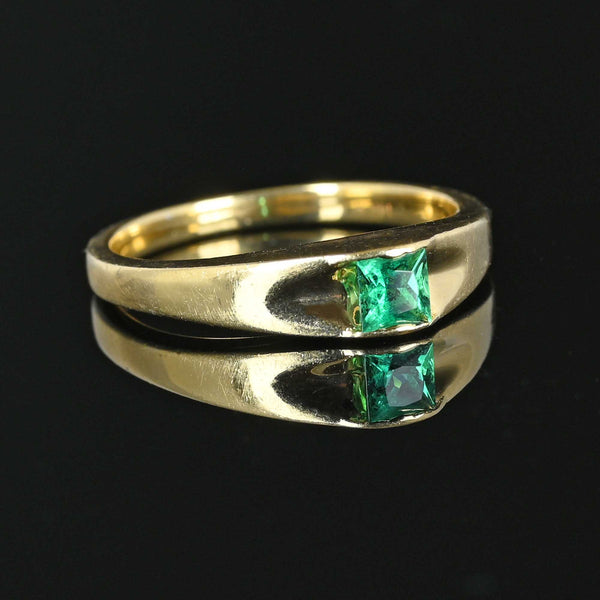 Vintage 14K Gold Princess Cut Emerald Ring - Boylerpf