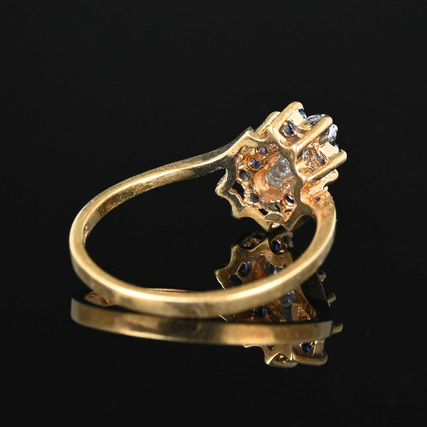 Vintage Three Stone Diamond Sapphire Halo Ring - Boylerpf