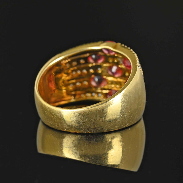 Wide Diamond Padparadscha Sapphire Ring in 14K Gold - Boylerpf