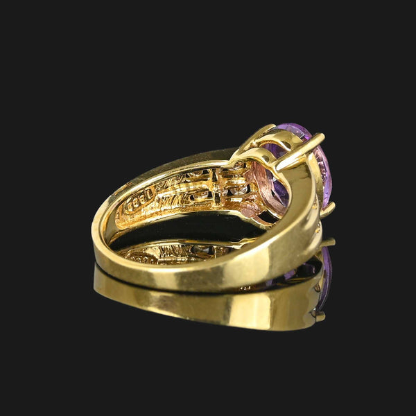 Wide 14K Gold Diamond and Amethyst Ring - Boylerpf