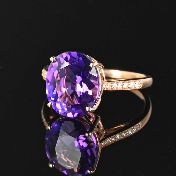 14K Rose Gold Diamond Amethyst Ring - Boylerpf