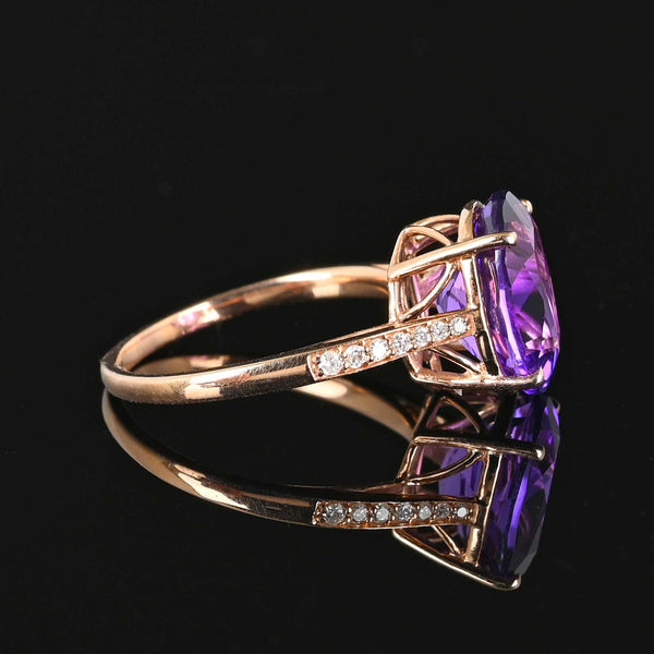 14K Rose Gold Diamond Amethyst Ring - Boylerpf