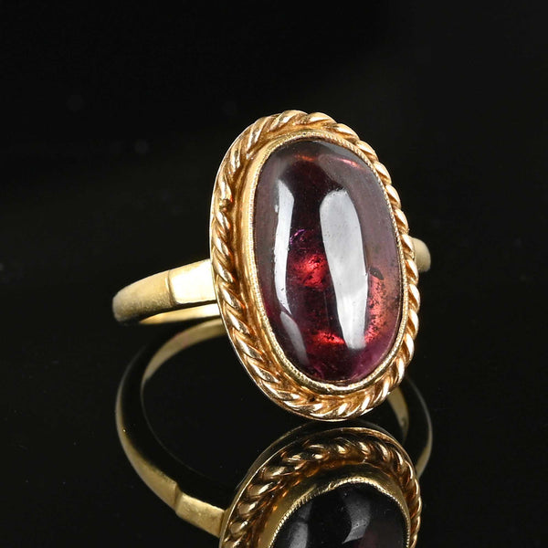 Fine 14K Gold Garnet Cabochon Ring - Boylerpf