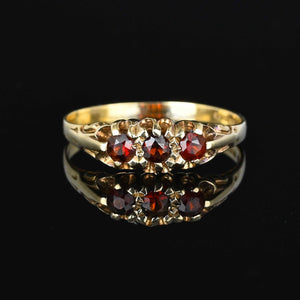 Gold Victorian Style Three Stone Garnet Ring - Boylerpf