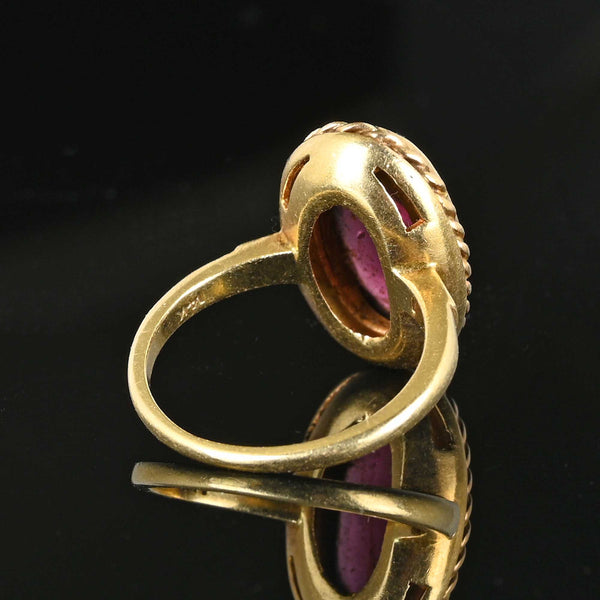 Fine 14K Gold Garnet Cabochon Ring - Boylerpf
