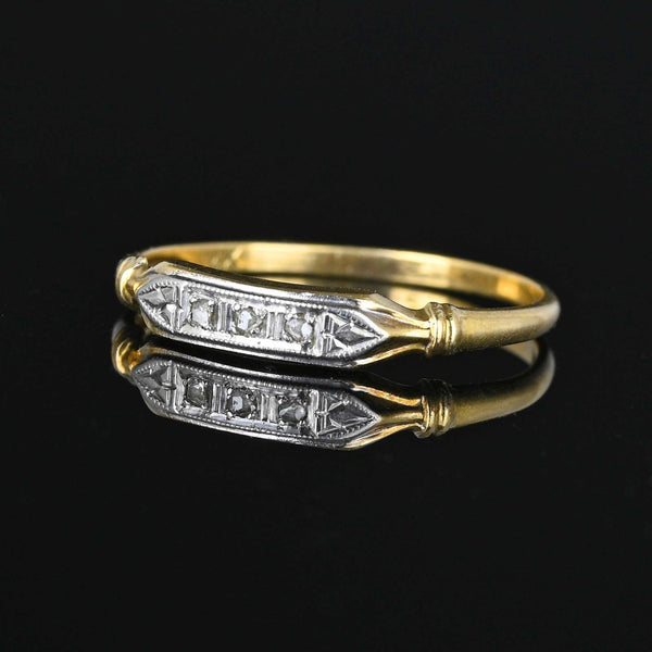 Art Deco 14K Gold Diamond Wedding Band Ring - Boylerpf