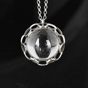 Large Rock Crystal Pools of Light Pendant, Chain Wrap - Boylerpf