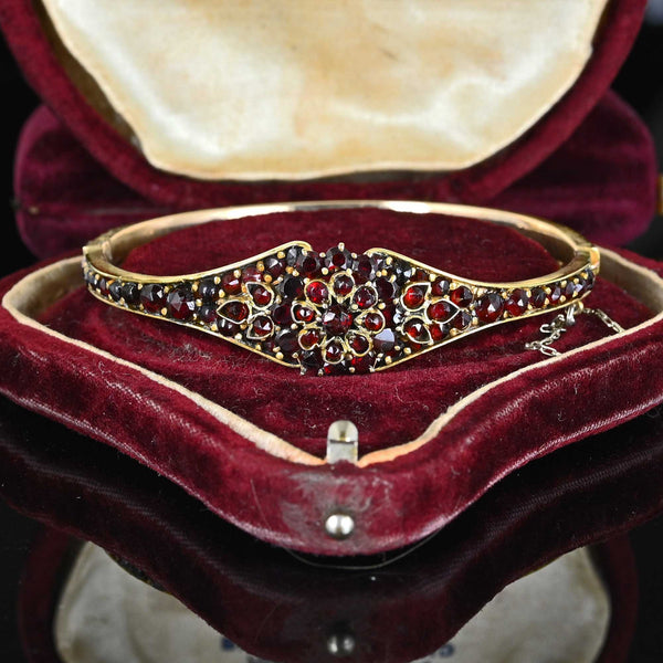 Antique Bohemian Garnet Bracelet Bangle - Boylerpf