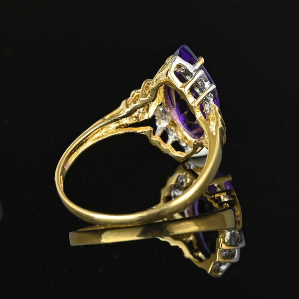 Vintage Diamond Marquise Amethyst Ring in 14K Gold - Boylerpf
