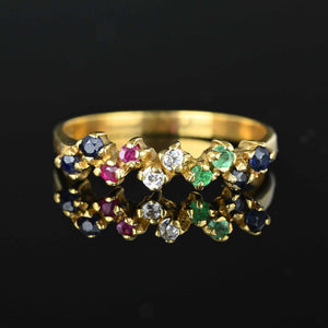 Diamond Sapphire Ruby Emerald Ring in 18K Gold - Boylerpf