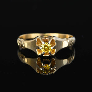 Antique Edwardian Belcher Citrine Ring in 14K Gold - Boylerpf