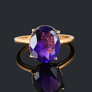 Vintage Rose Gold Amethyst Solitaire Ring - Boylerpf