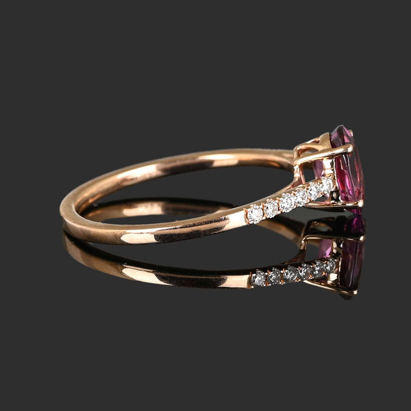 Diamond Rhodolite Garnet Ring in 14K Rose Gold - Boylerpf