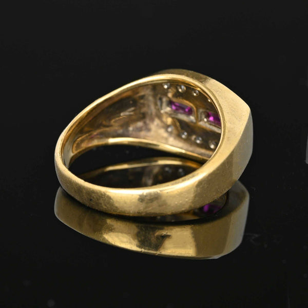 Fine Gold Signet Style Baguette Ruby Diamond Ring - Boylerpf