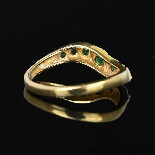 Vintage 14K Gold Wave Emerald Ring Band - Boylerpf