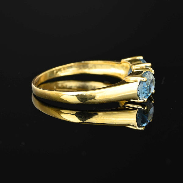 Cushion Cut Blue Topaz Diamond Ring in 14K Gold - Boylerpf