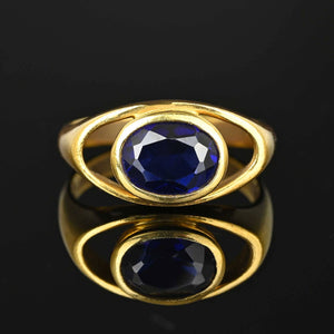 Modernist Russian 18K Gold Sapphire Ring - Boylerpf