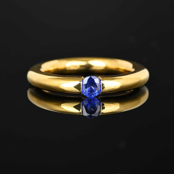 Late 20th Century 3.50ct Natural Ceylon Sapphire Signet Ring Certificate No  Heat Vintage 18k Gold size 7.5 | Chairish