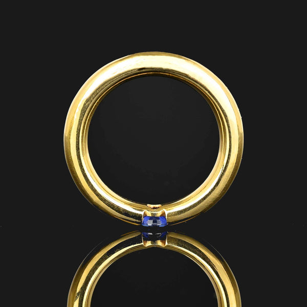 Vintage 18K Gold Donut Band Ceylon Sapphire Ring - Boylerpf