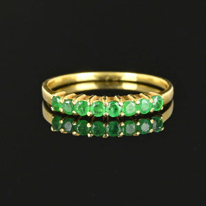 Vintage 14K Gold Emerald Half Eternity Band Ring - Boylerpf