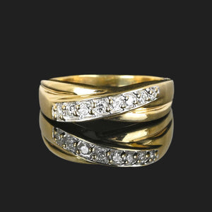 Vintage Diagonal Diamond 14K Gold Band Ring - Boylerpf