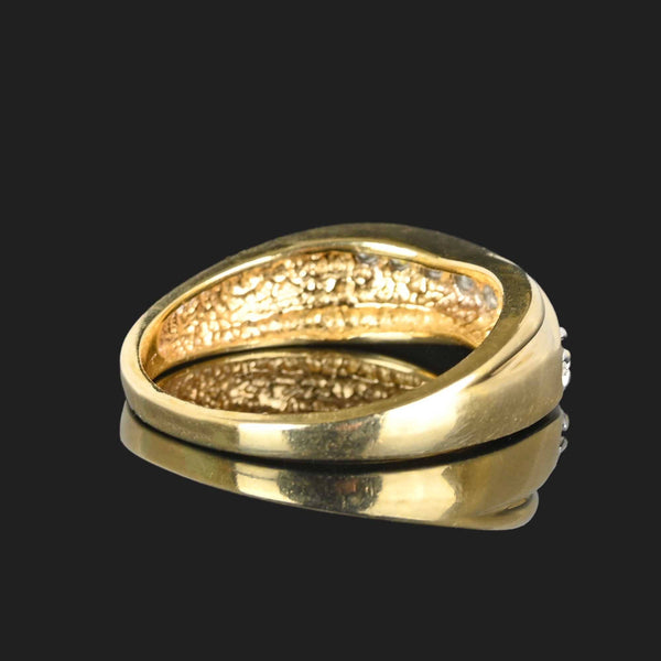 Vintage Diagonal Diamond 14K Gold Band Ring - Boylerpf