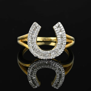 Large Vintage Baguette Diamond Horseshoe Ring - Boylerpf