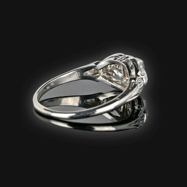 18K White Gold .35 CTW Diamond Engagement Ring, Art Deco - Boylerpf