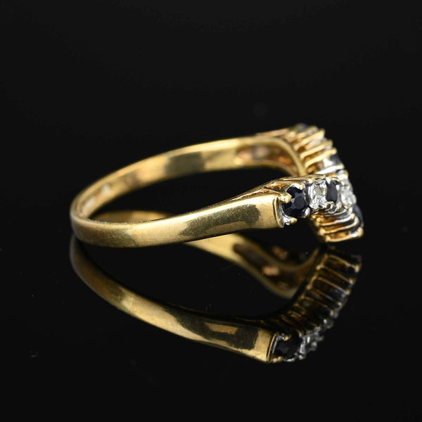 Vintage Gold Chevron Diamond Sapphire Ring - Boylerpf