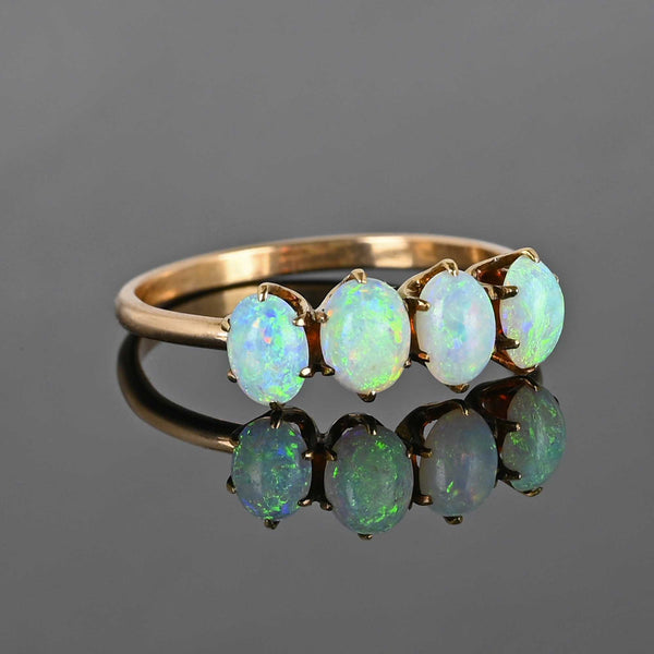 Antique Edwardian Cabochon Opal Ring in 12K Gold - Boylerpf