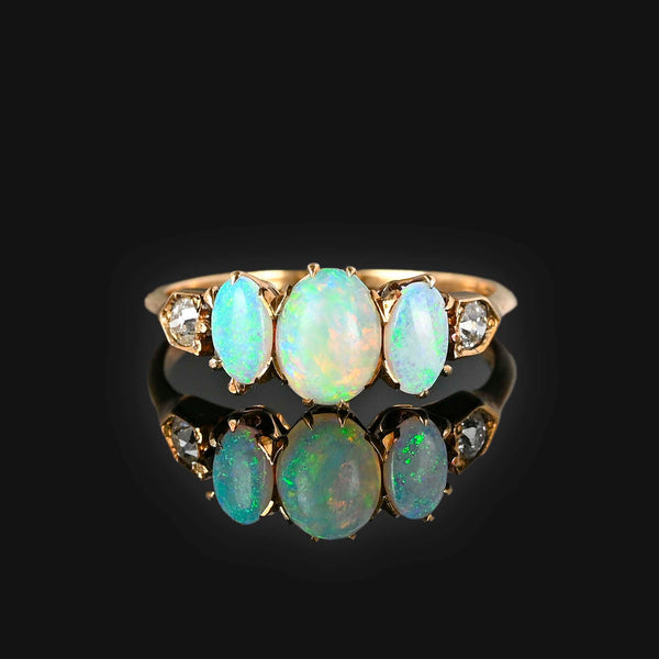 Antique European Diamond Opal Ring in 14K Gold - Boylerpf