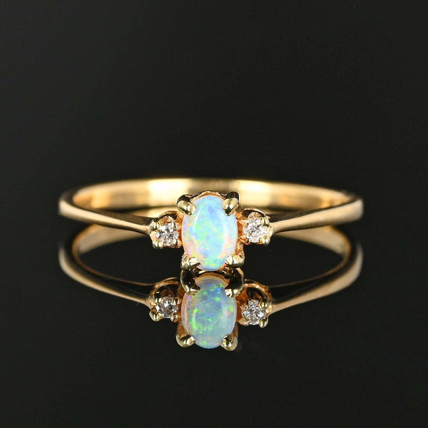 Vintage 14K Gold Diamond Opal Ring - Boylerpf