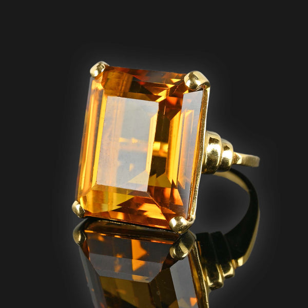 Retro 25 Carat Citrine Cocktail Ring in 14K Gold - Boylerpf