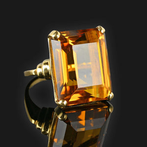 Retro 25 Carat Citrine Cocktail Ring in 14K Gold - Boylerpf