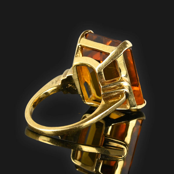 Retro 25 Carat Citrine Cocktail Ring in 14K Gold - Boylerpf