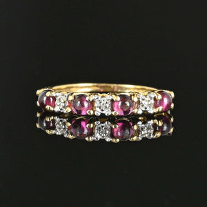 Vintage Diamond Pink Tourmaline Cabochon Ring - Boylerpf