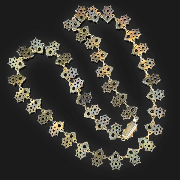 Antique Flower Cluster Garnet Collar Necklace - Boylerpf