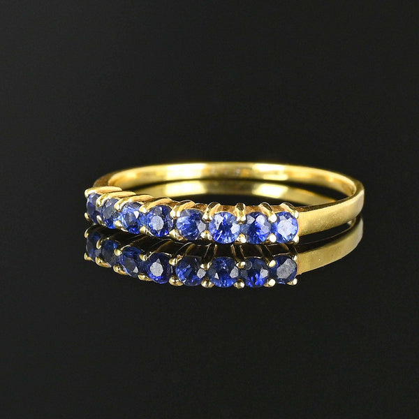 Vintage 14K Gold Sapphire Half Eternity Ring Band - Boylerpf