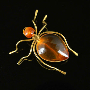 Large Russian Amber Bug Insect Brooch - Boylerpf