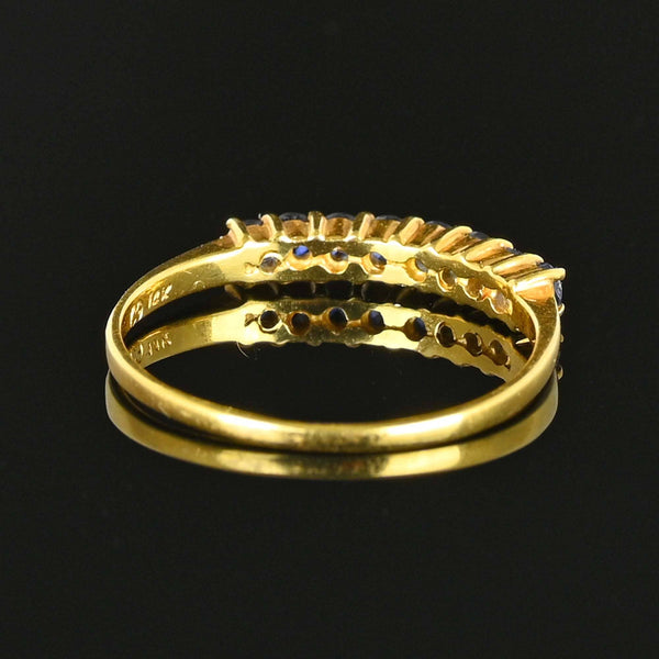 Vintage 14K Gold Sapphire Half Eternity Ring Band - Boylerpf