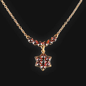 Antique Bohemian Garnet Star Necklace - Boylerpf